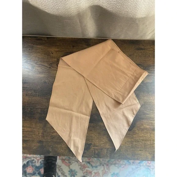 Vintage Brown Butterfly Jacquard Scarf Square Head Scarf Satin Feel Neutral Boho - Picture 2 of 6